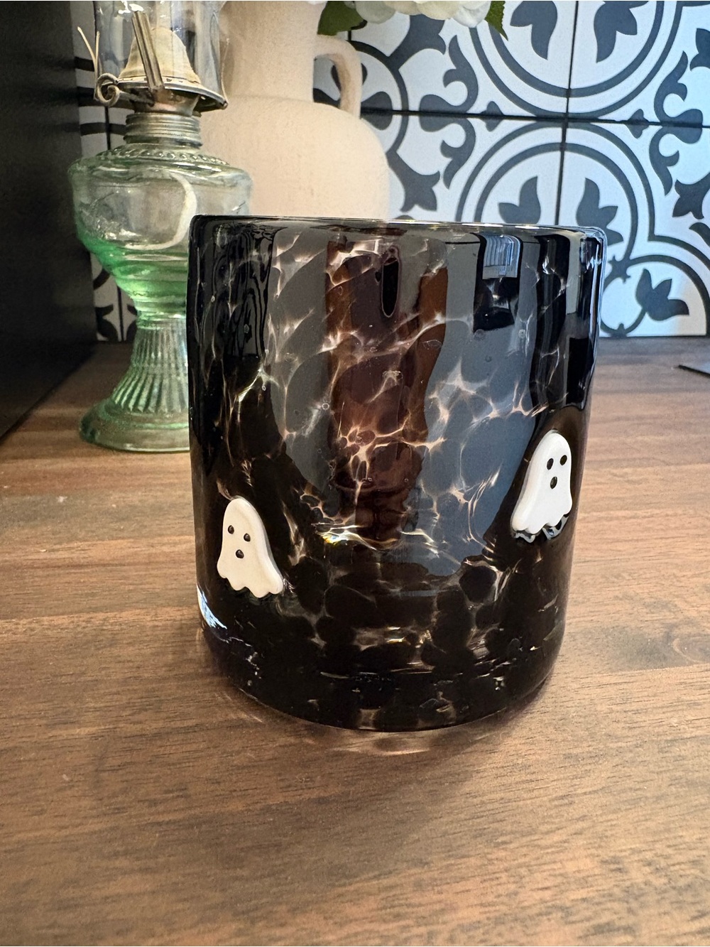 Black Ghost Accent Glass Vase - Halloween Décor